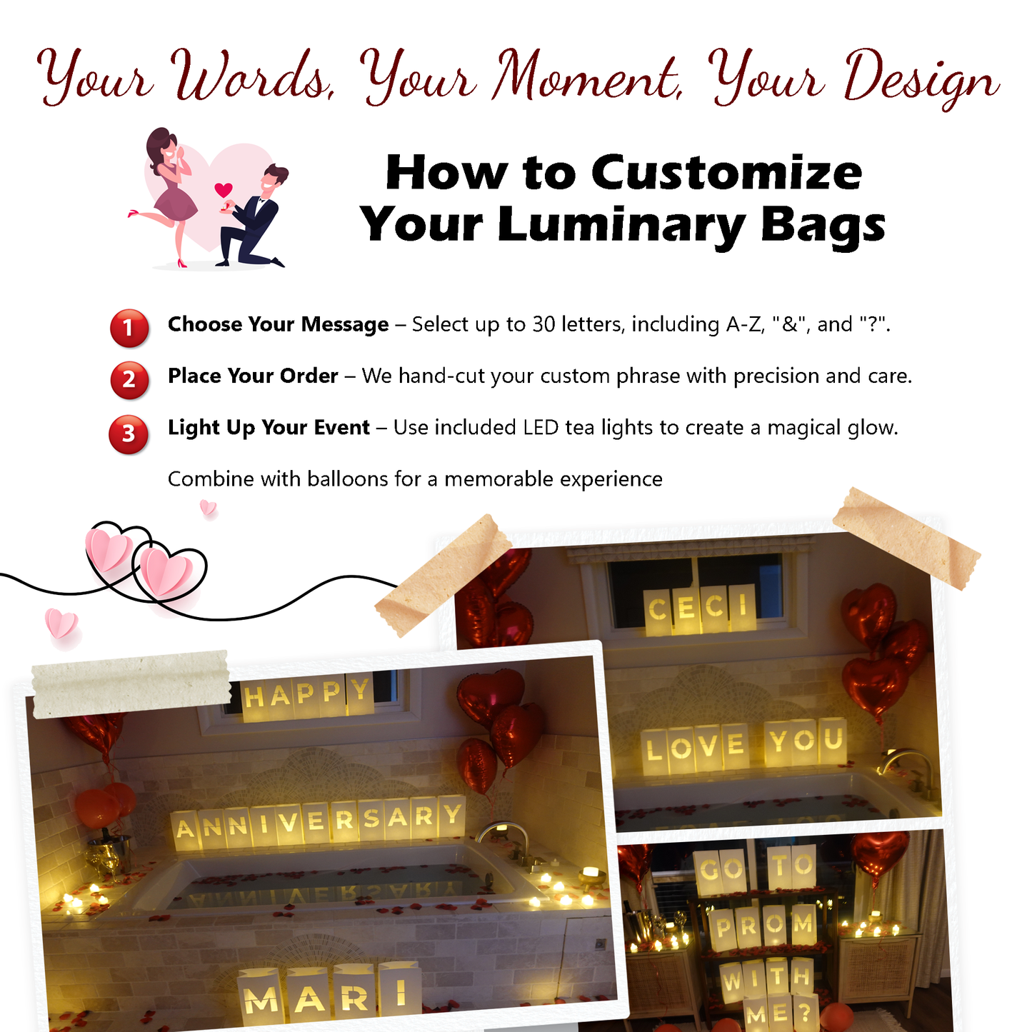 Customizable Proposal Luminary Bags – Light Up Your Special Moments