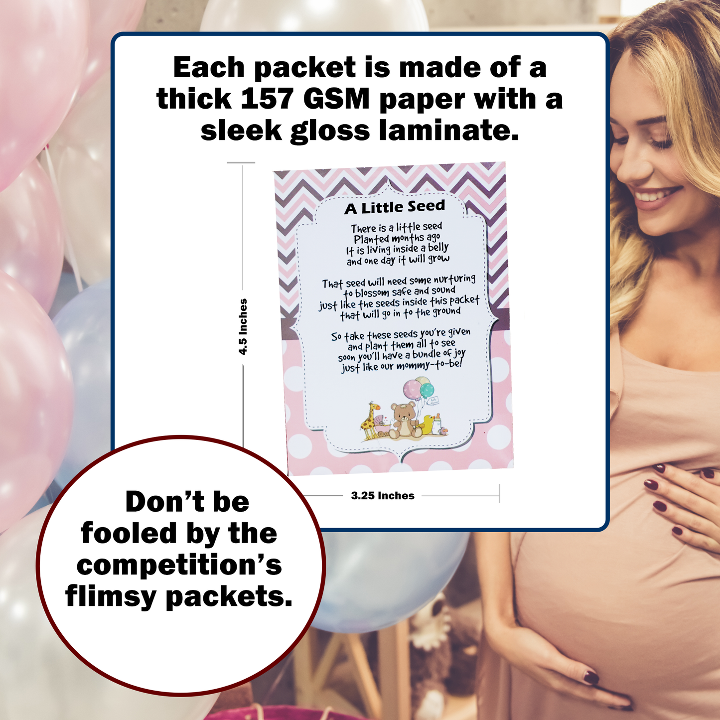 Woodland Dusty Rose | Girl Baby Shower Favors for Guests | 20 Wildflower Seeds Packets | Pre-Filled | Bouquet Wildflower Mix | Non-GMO Seeds | Gender Neutral | Oh Baby | Gifts