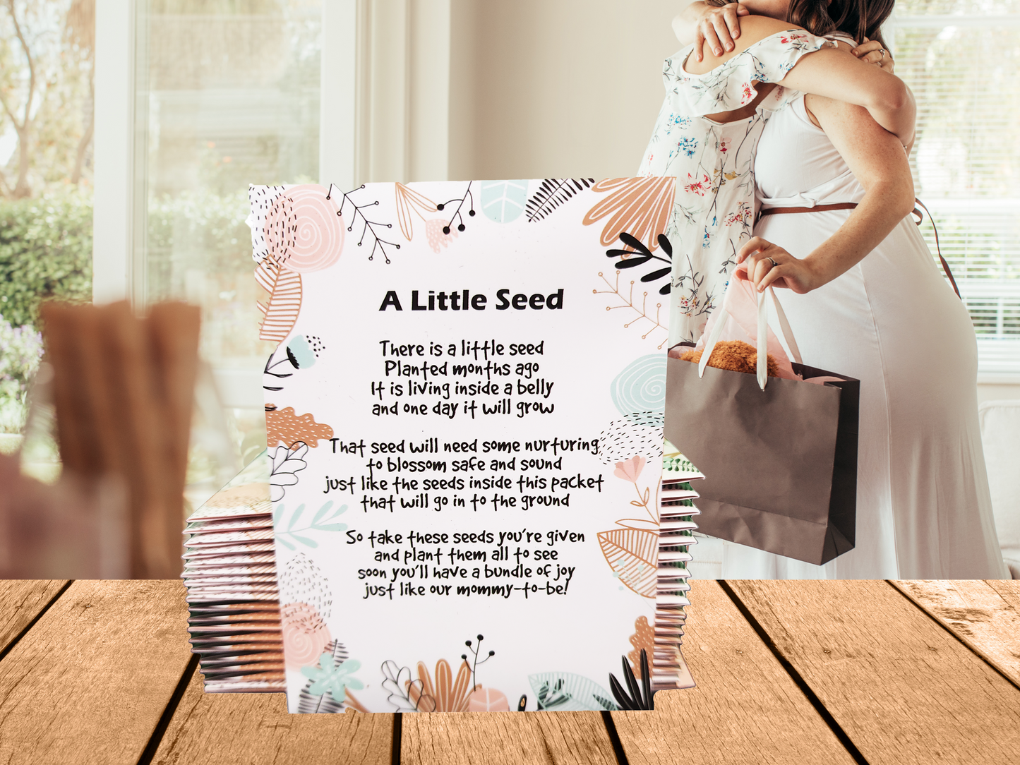 Woodland Dusty Rose | Girl Baby Shower Favors for Guests | 20 Wildflower Seeds Packets | Pre-Filled | Bouquet Wildflower Mix | Non-GMO Seeds | Gender Neutral | Oh Baby | Gifts