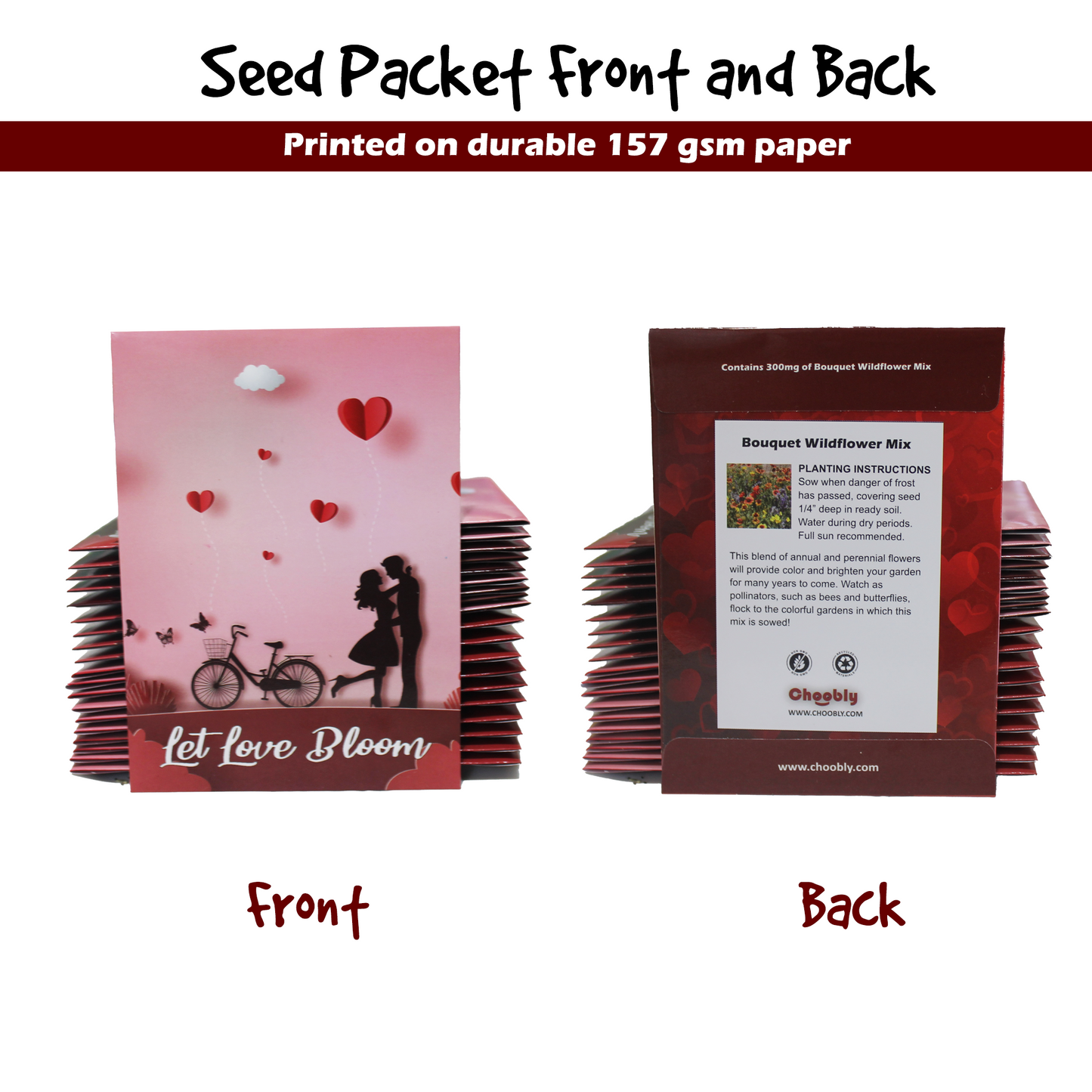 Pre-Filled Seed Packet ''Let Love Bloom'' Party Favors for Guests (Pack of 20) - Wildflower Seed Mix, Plant Year-Round, Great Gift for Hostesses, Bridal Shower, Weddings, Thank You…
