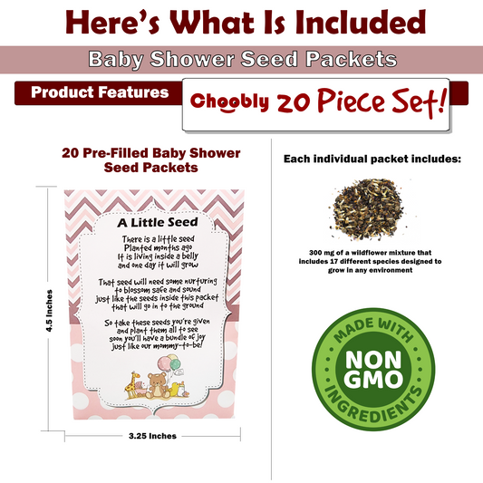 Mommy to Bee Seed Packets | Girl or Boy Baby Shower Favors for Guests | 20 Wildflower Seeds Packets | Pre-Filled | Bouquet Wildflower Mix | Non-GMO Seeds | Gender Neutral | Oh baby | Gifts (Girl Pink)…