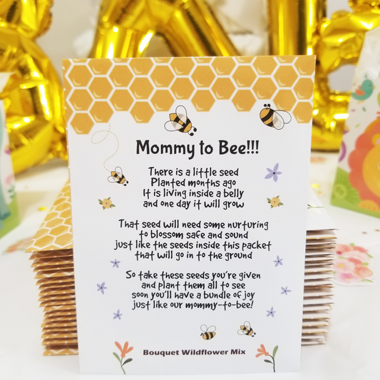 Mommy to Bee Seed Packets | Girl or Boy Baby Shower Favors for Guests | 20 Wildflower Seeds Packets | Pre-Filled | Bouquet Wildflower Mix | Non-GMO Seeds | Gender Neutral | Oh Baby | Gifts