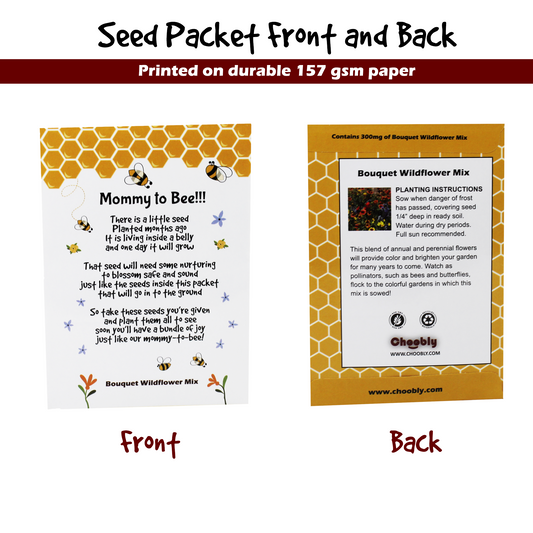 Mommy to Bee Seed Packets | Girl or Boy Baby Shower Favors for Guests | 20 Wildflower Seeds Packets | Pre-Filled | Bouquet Wildflower Mix | Non-GMO Seeds | Gender Neutral | Oh Baby | Gifts