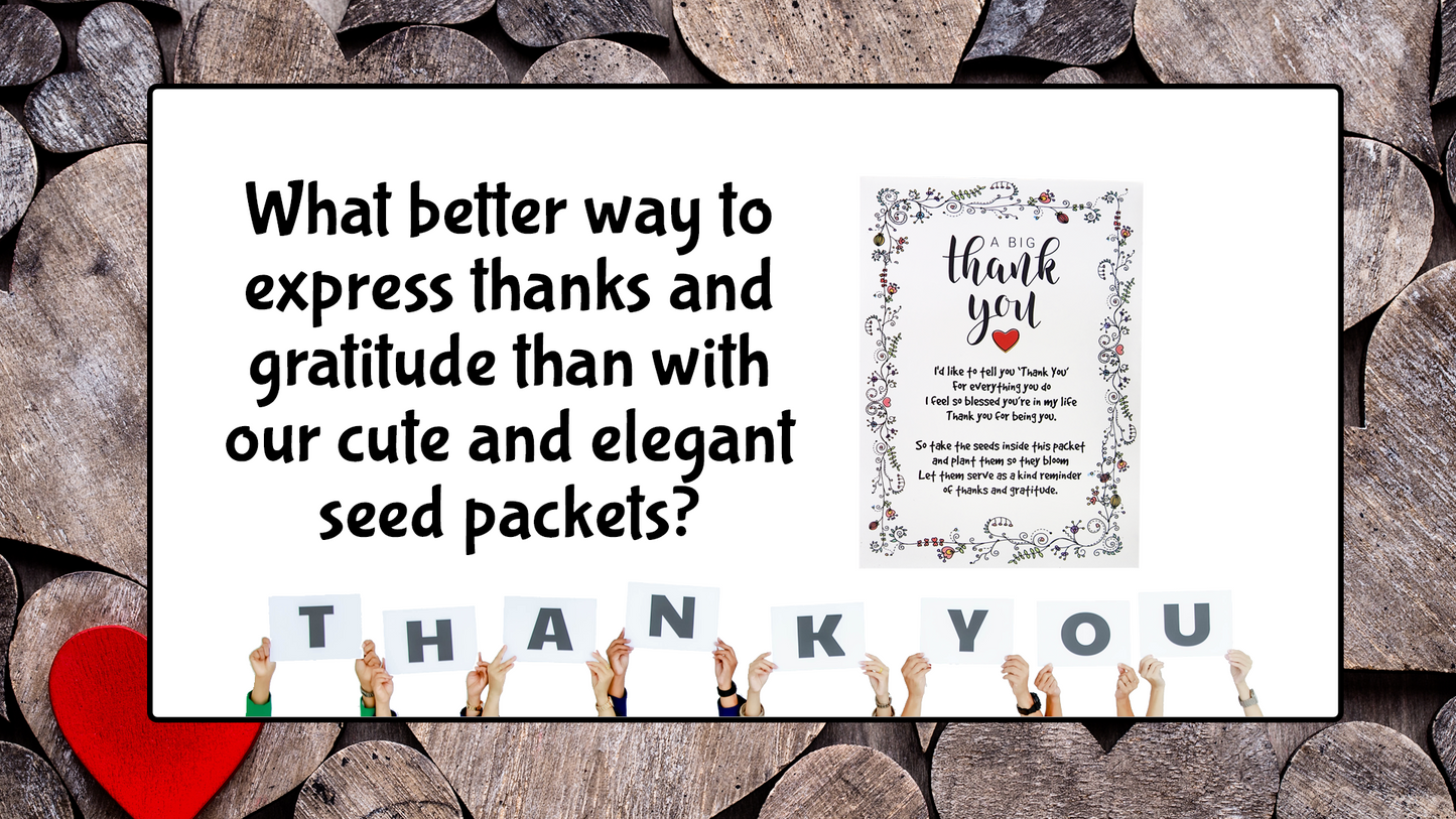 Thank You Seed Favors | 20 Wildflower Packets | Pre-Filled | Show Thanks and Gratitude | Gender Neutral | Bridal Showers, Weddings, Baby Showers, Celebration of Life, Birthday , Memorial, Remembrance